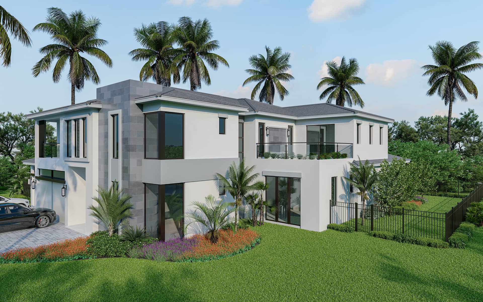 Modern luxury new-build rendering at 250 Fan Palm Road, Boca Raton